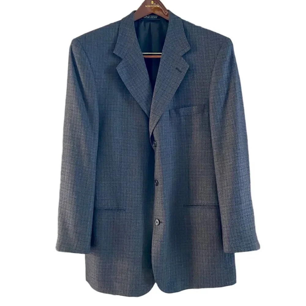 Rodger Stuart Silk Wool Blend Blue Blazer 44L